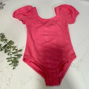 Wonder Nation Girls Toddler Pink 1 Piece Swimsuit Size XS (4-5) UPF 50+ Cute